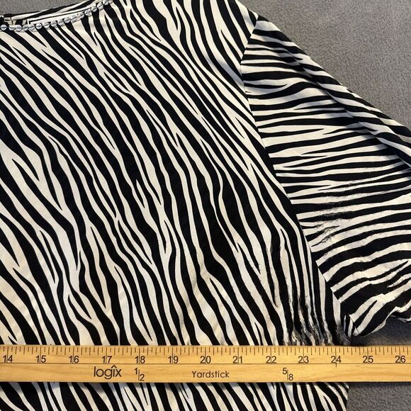 VTG Diane Gilman 100% Silk Blouse Size 2X Animal Print Zebra Top Arsty Career - Picture 6 of 10